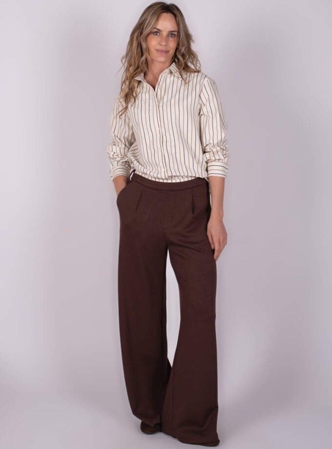 Harlow blouse striped pale/coffee