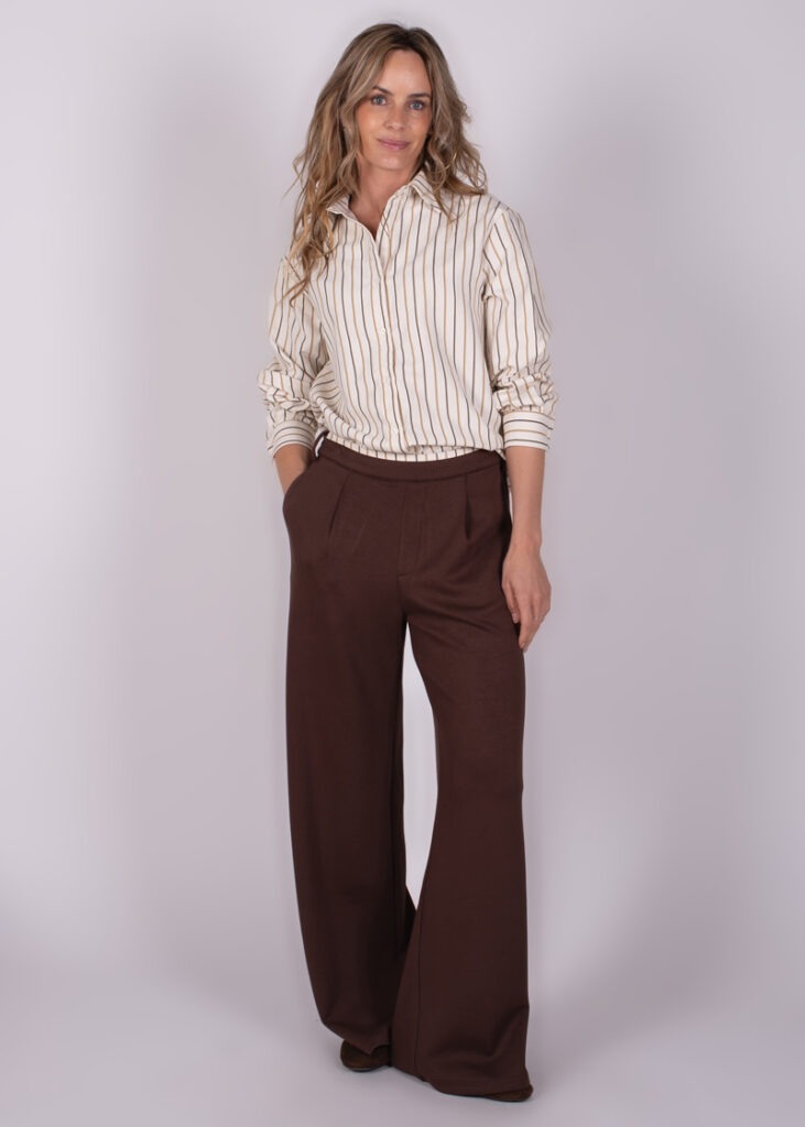 Dames blouse striped pale coffee - HARLOW 