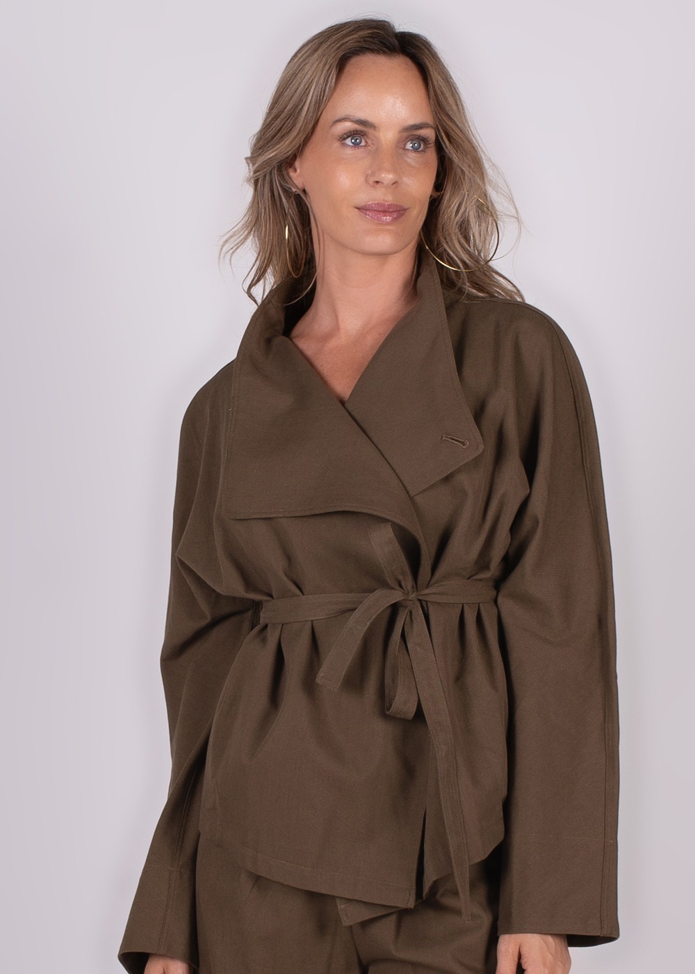 Dames jacket moss green cotton - HOBART - Afbeelding 2