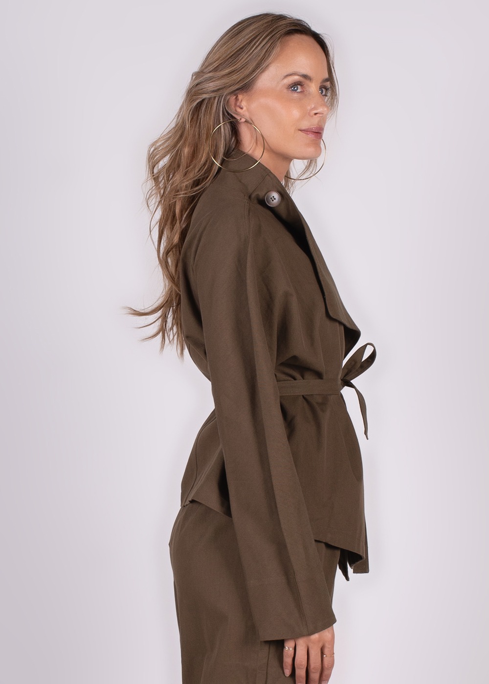 Dames jacket moss green cotton - HOBART - Afbeelding 3