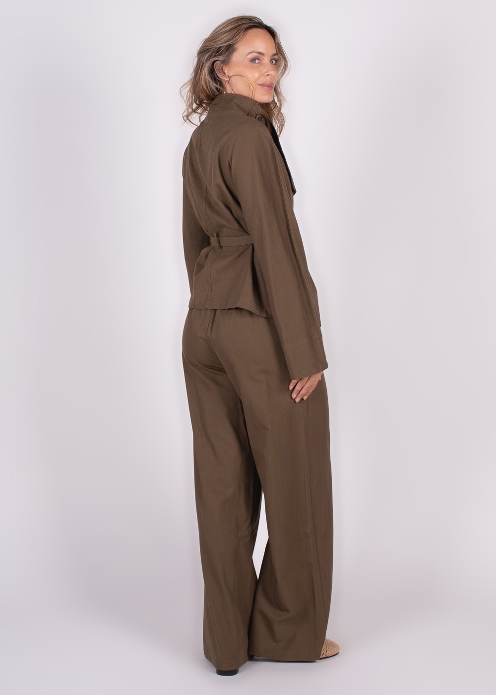 Dames jacket moss green cotton - HOBART - Afbeelding 4