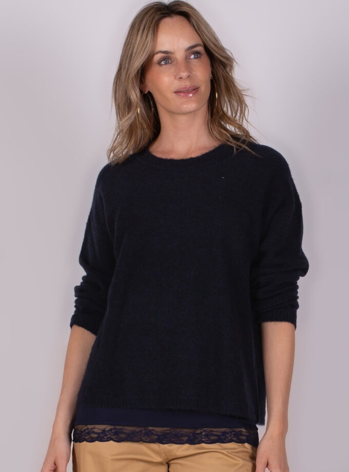 Lamia oversized pullover knoopjes navy
