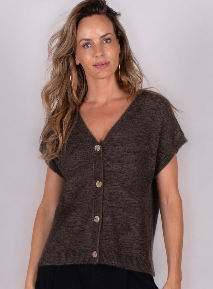 Dames oversized cardigan coffee - LAMIA