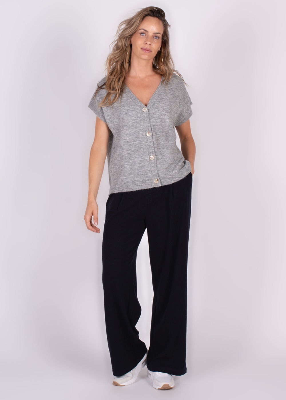 Dames oversized cardigan grey melange - LAMIA - Afbeelding 2