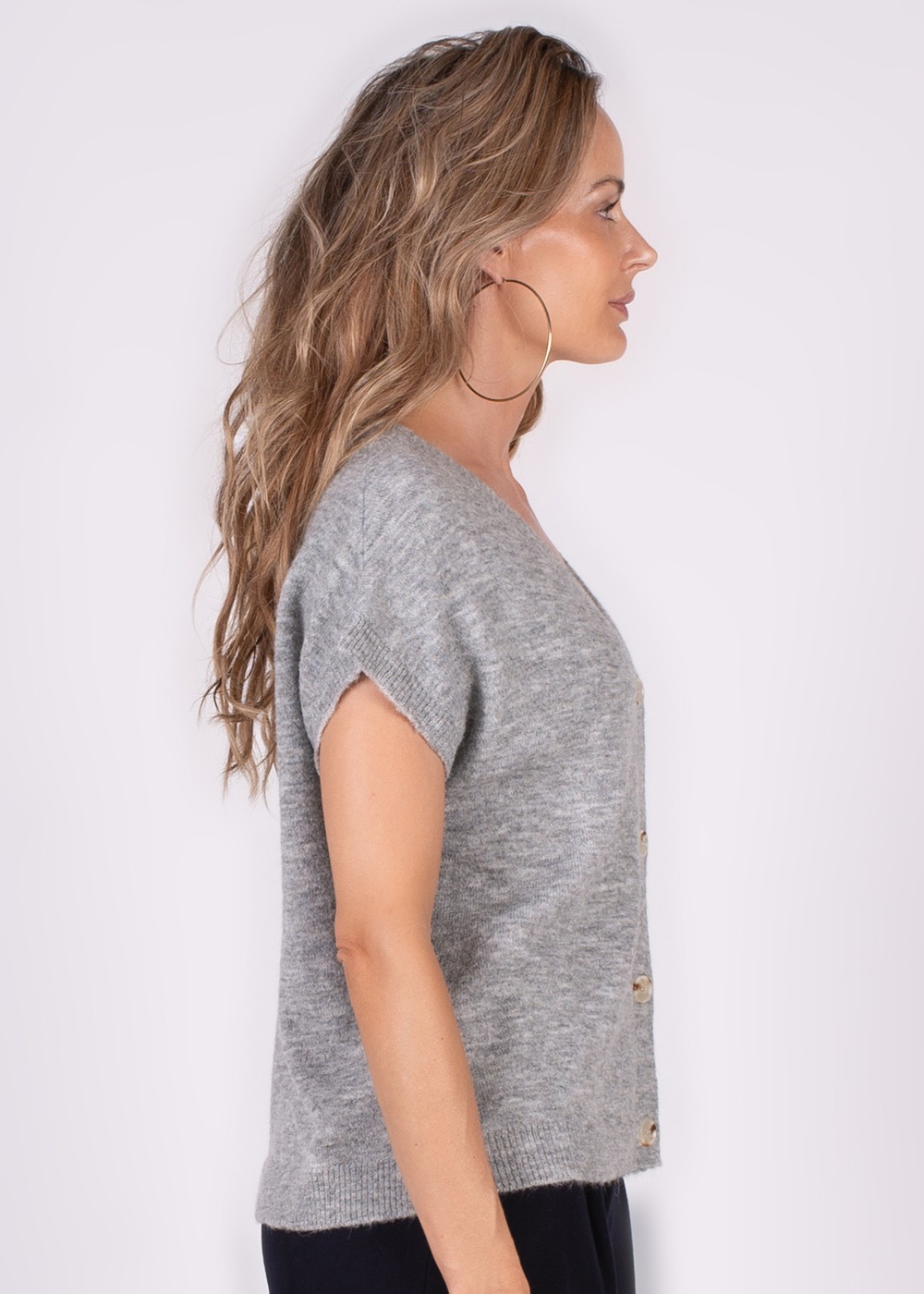 Dames oversized cardigan grey melange - LAMIA - Afbeelding 3