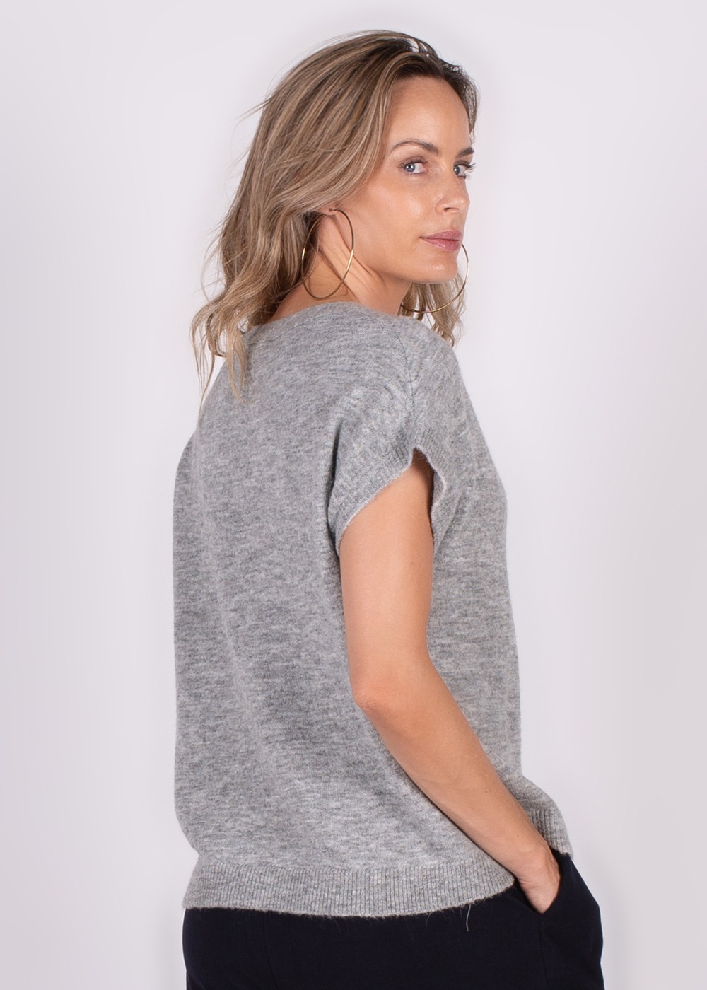 Dames oversized cardigan grey melange - LAMIA - Afbeelding 4