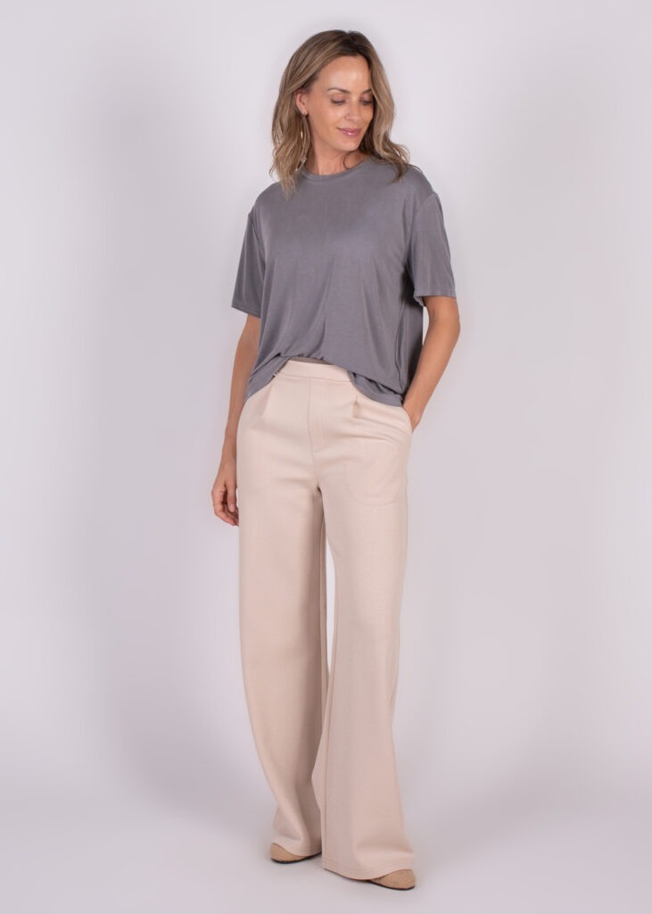 Dames shortsleeve tee grey rayon - MILAN 