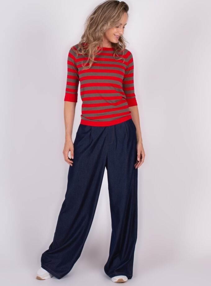 Moscow Stripe pullover paprika/taupe