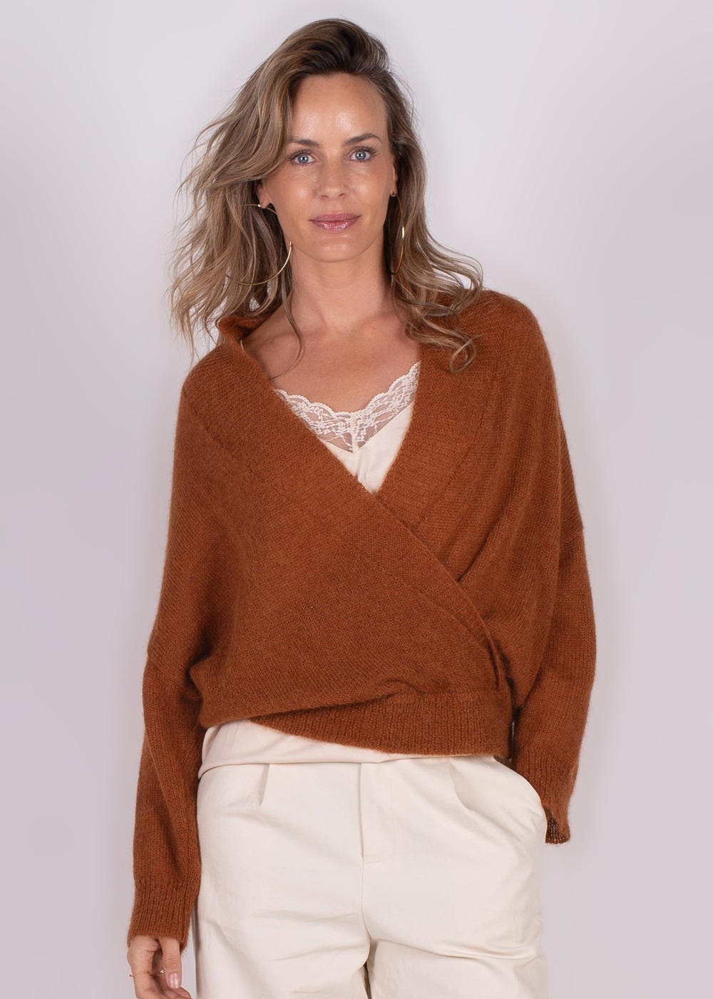 Narvik overslag cardigan cinnamon