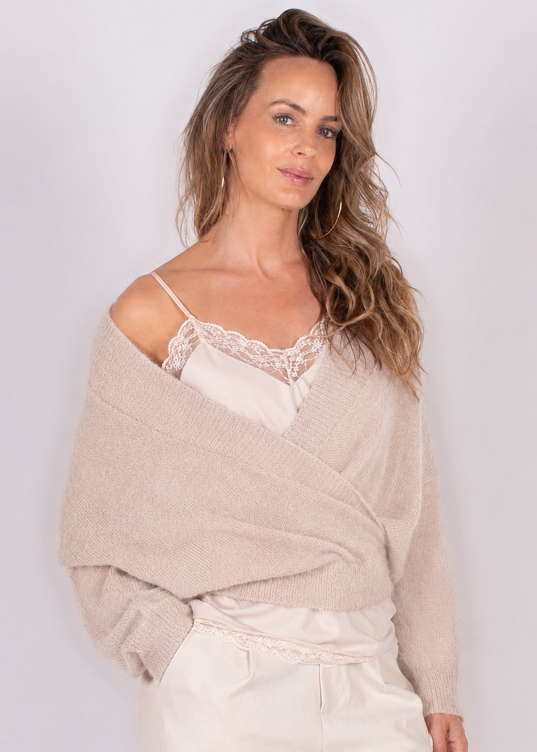 Dames cardigan met overslag pale - NARVIK - Afbeelding 5