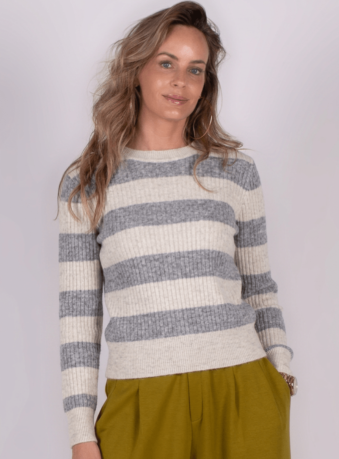 Odense Stripe Pullover grey/off white