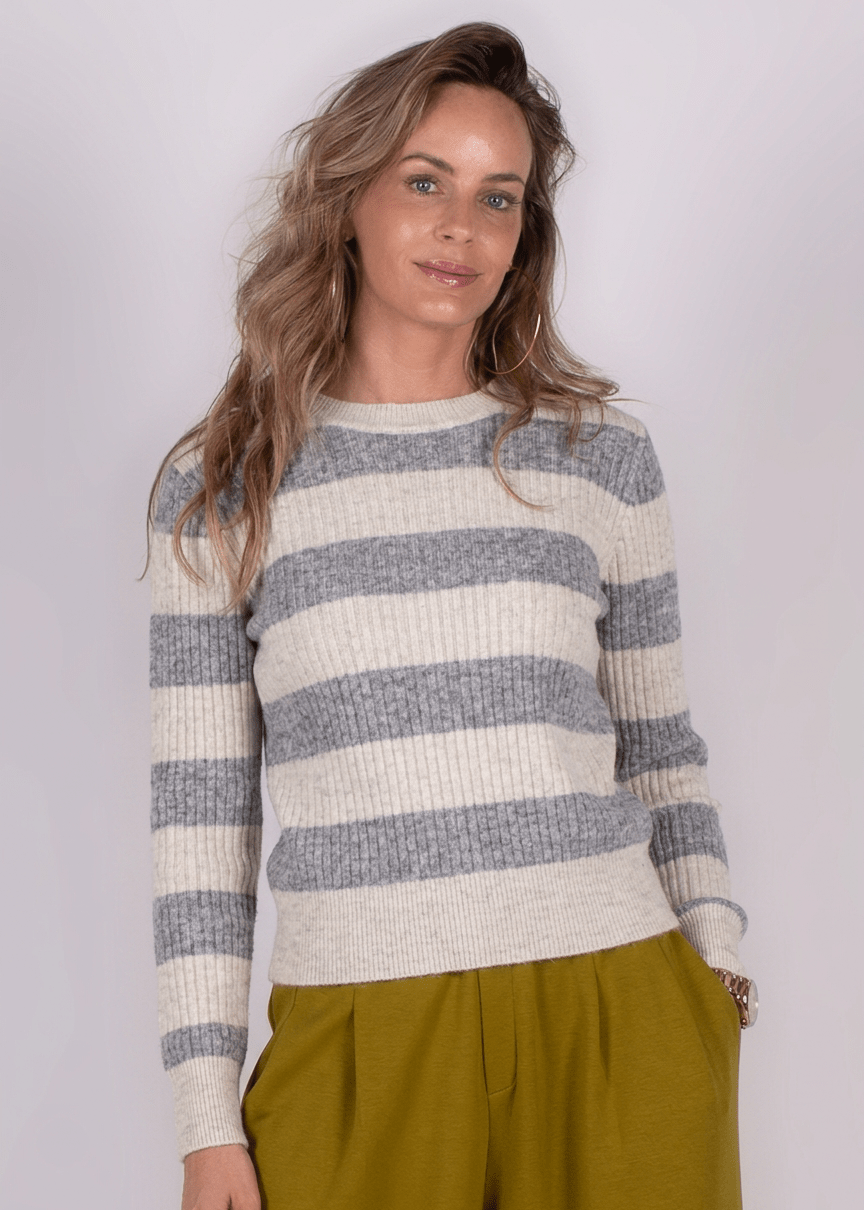 Odense Stripe Pullover grey/off white