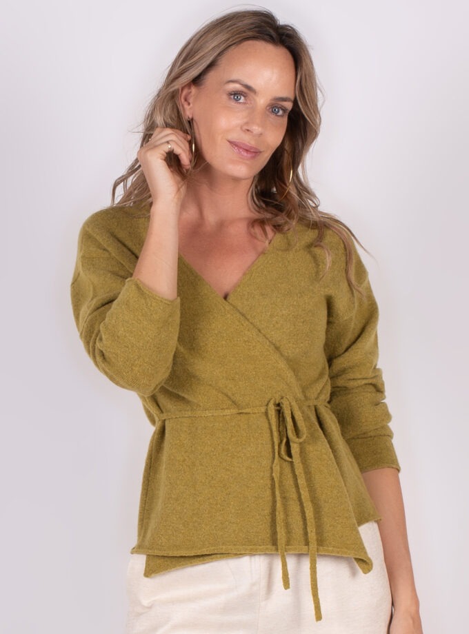 Odense alpaca wool cardigan lime