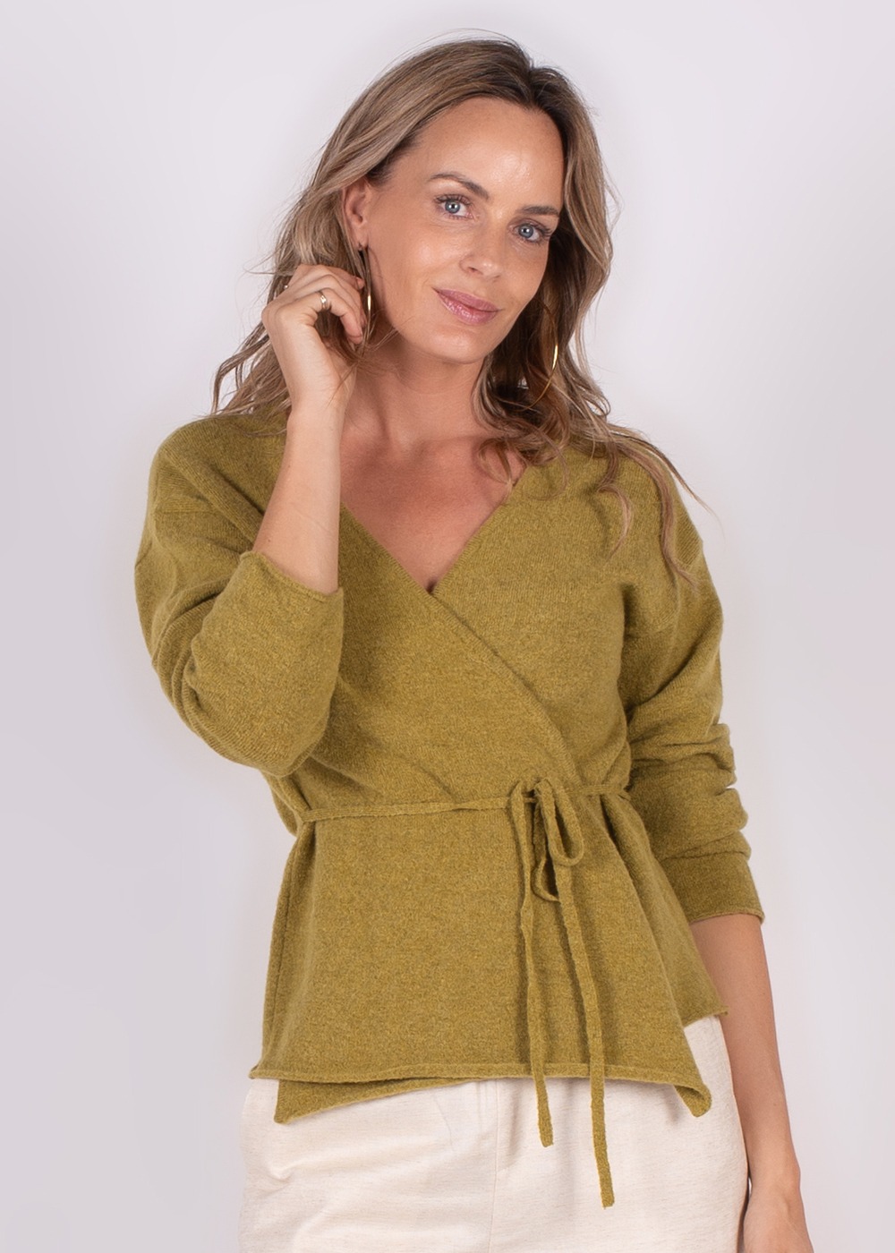Odense alpaca wool cardigan lime