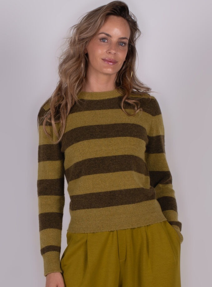 Odense stripe pullover lime/moss green