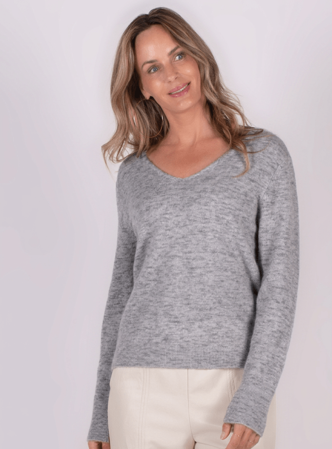 Odense pullover v-neck grey melange