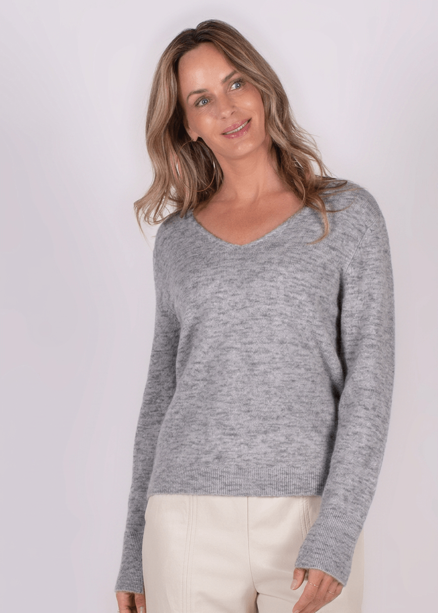 Odense pullover v-neck grey melange