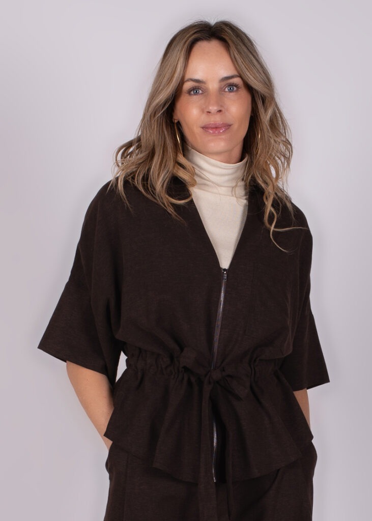 Dames blouson Top coffee tencel - PRAQUE 