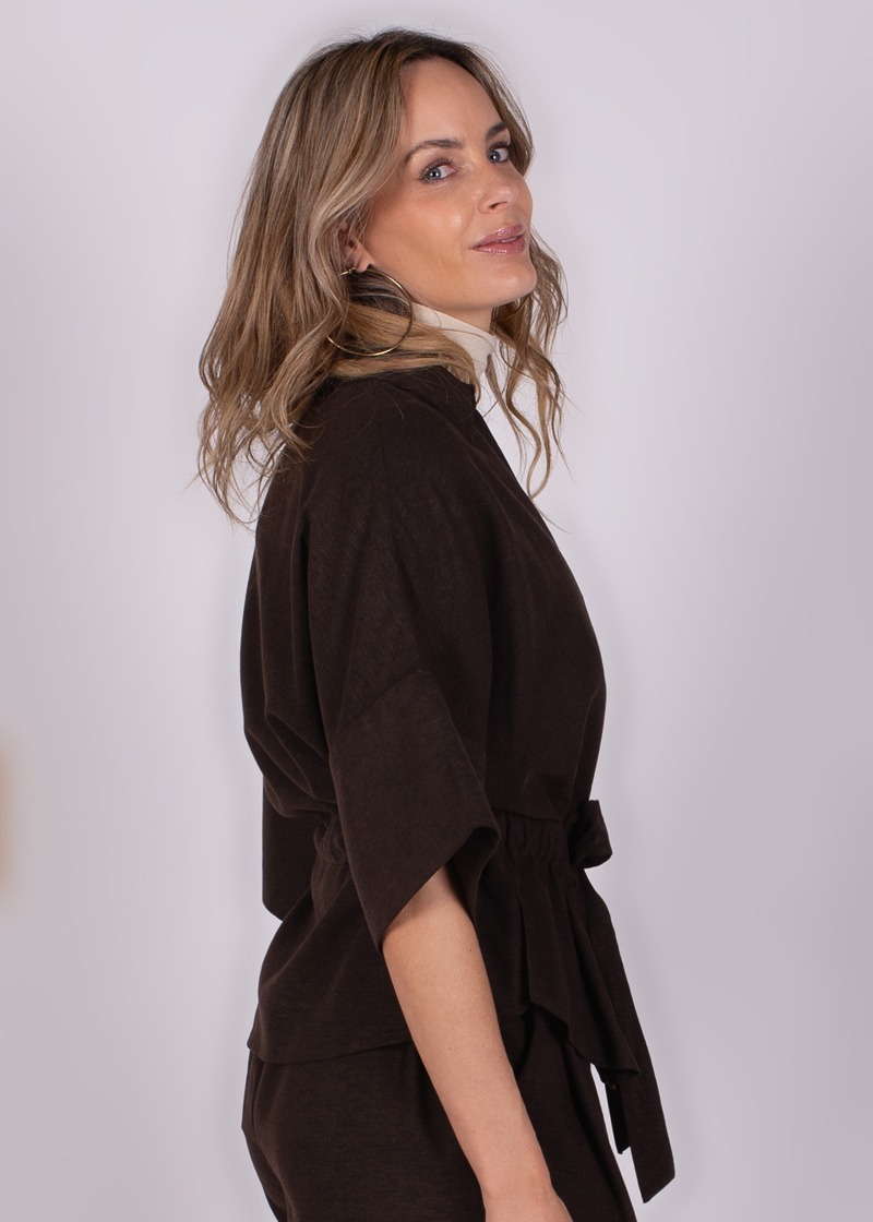 Dames blouson Top coffee tencel - PRAQUE - Afbeelding 3