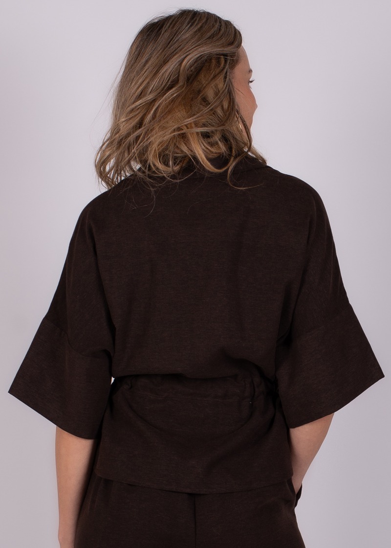 Dames blouson Top coffee tencel - PRAQUE - Afbeelding 4