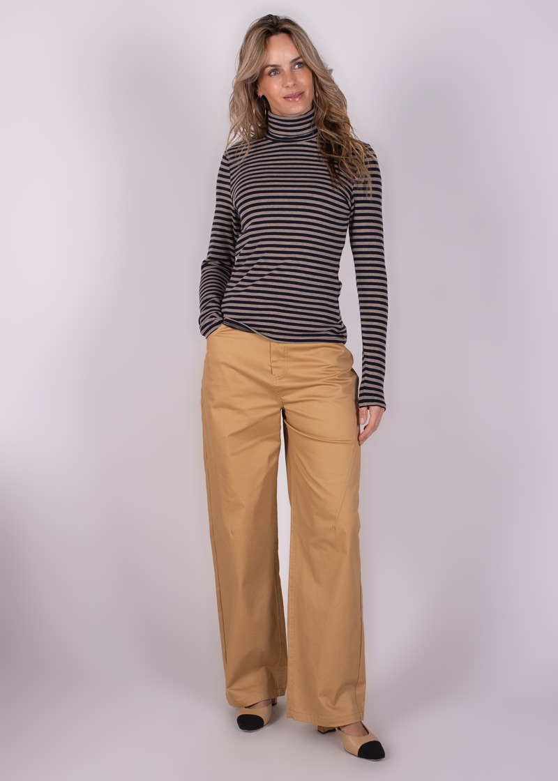 Dames turtleneck stripe navy grey - VARNA - Afbeelding 2