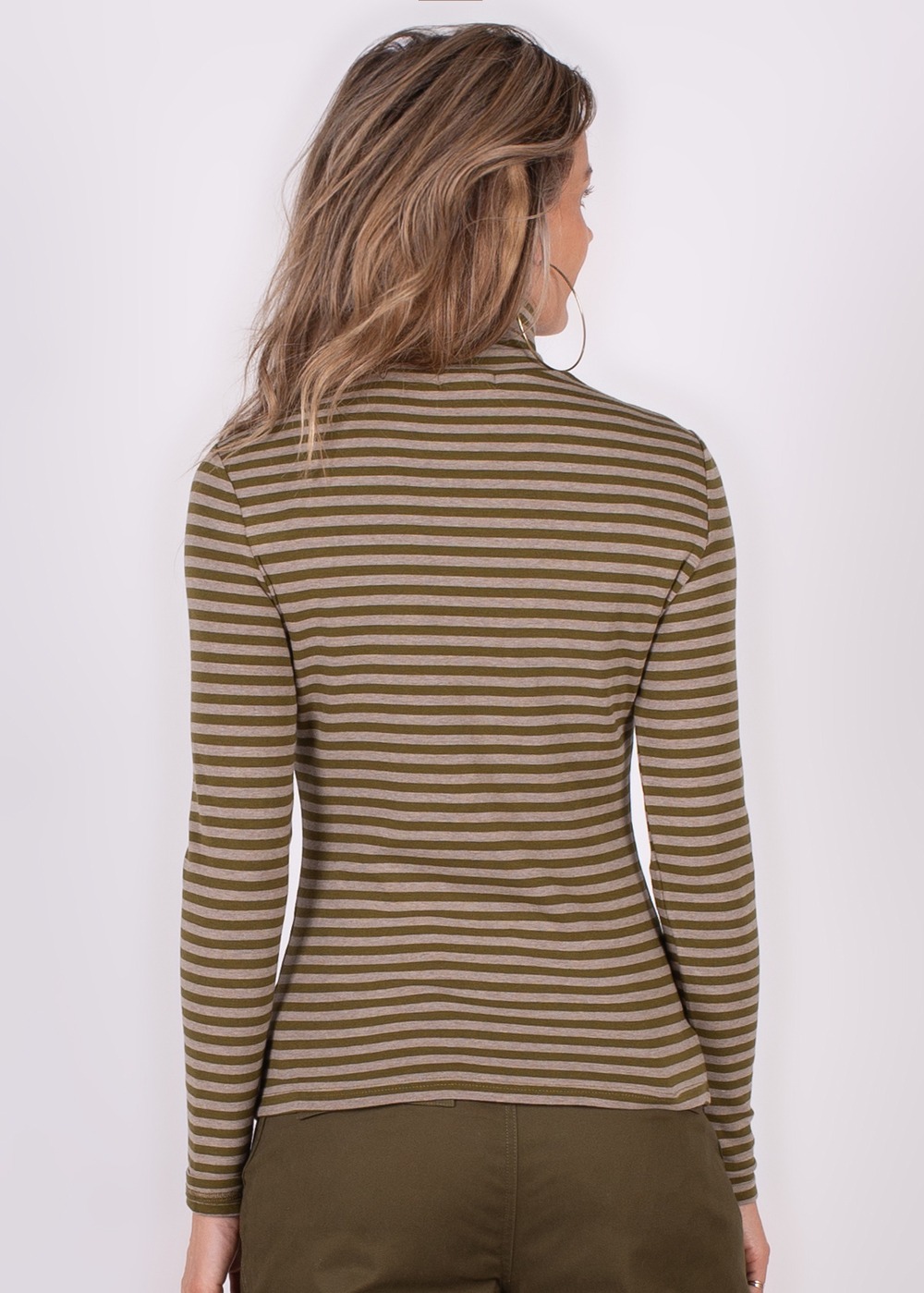 Dames turtleneck stripe lime grey - VARNA - Afbeelding 4