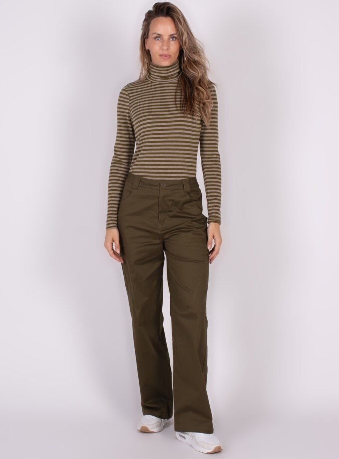 Vienna cotton pants moss green