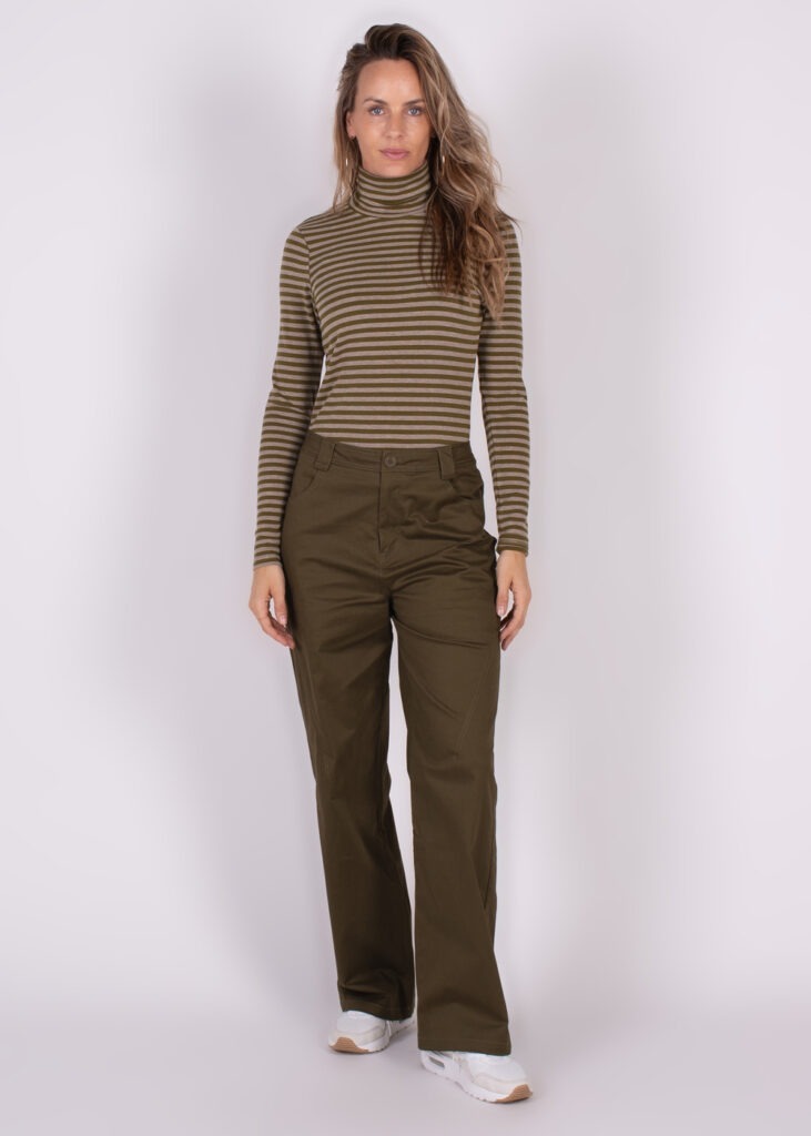 Dames pants cotton moss green - VIENNA 