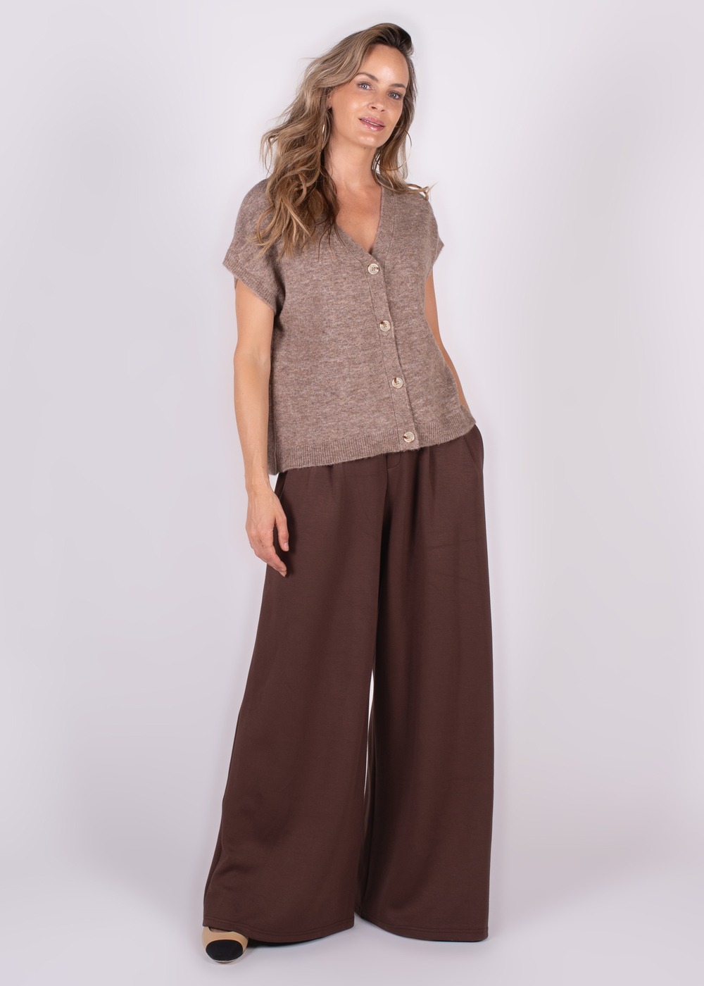 Dames oversized cardigan taupe - LAMIA